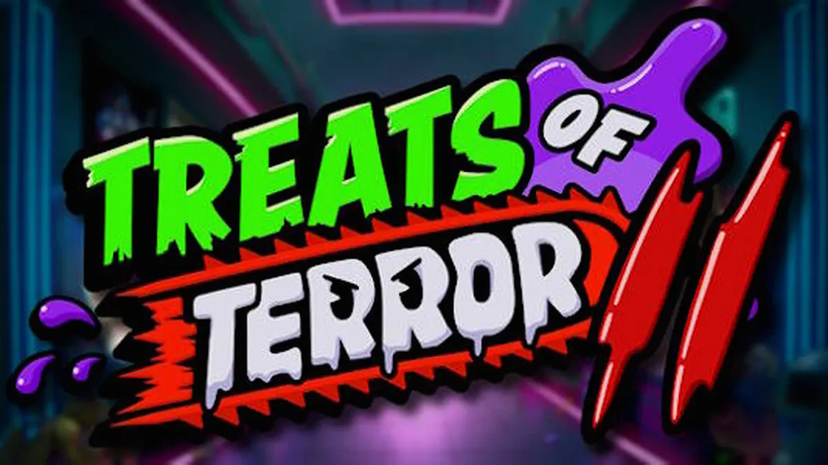 Tampilan visual slot Treats of Terror II dengan karakter camilan yang menyeramkan